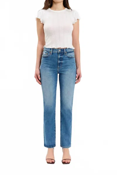 Daze Smarty Pants High Rise Slim Straight Leg Jeans In Alter Ego In Blue
