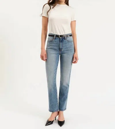 Daze Smarty Pants High Rise Slim Straight Leg Jeans In Face To Face In Blue