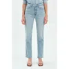 Daze Smarty Pants High Waist Ankle Slim Straight Leg Jeans In Dew Drop