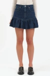 Daze Smooch Flounce Hem Denim Miniskirt In Blue