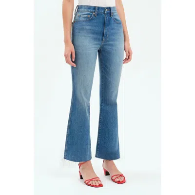Daze Soho Raw Hem High Waist Ankle Flare Jeans In Vixen