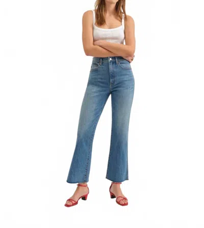 Daze Soho Rawcut High Rise Ankle Flare Jeans In Vixen In Blue