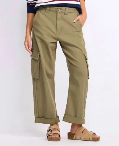 Daze Squad Curved Leg Caro Pant In Olive Green
