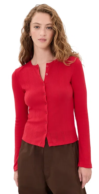 Daze Stargazer Pointelle Cardigan Cherry Bomb