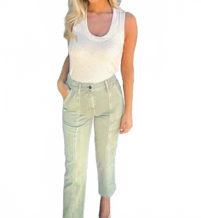 Daze Straight Up Cargo High Rise Straight Jeans In Matcha In Green