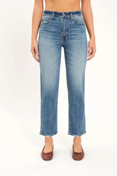 Daze Straight Up High Rise Jeans In Stunner In Blue