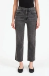Daze Straight Up Raw Hem High Waist Ankle Straight Leg Jeans In Milky Way