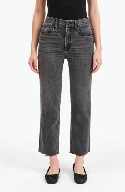 Daze Straight Up Raw Hem High Waist Ankle Straight Leg Jeans In Milky Way