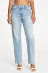 Daze Sun Crossover High Rise Vintage Straight Jeans In Bubble Bath