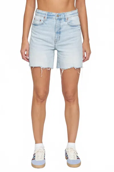 Daze Sun High-rise Long Jean Shorts In Light Denim In Blue