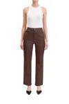 Daze Sun High Waist Coated Straight Leg Jeans In Brown