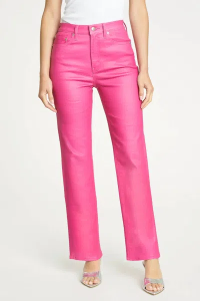 Daze Sun High Rise Vintage Straight Jeans In Coated Dollhouse In Pink