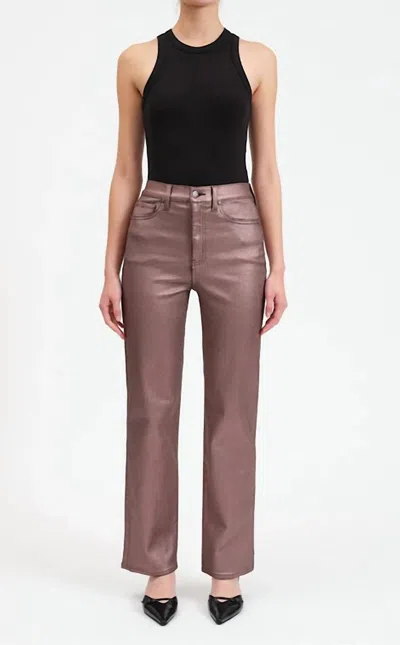 Daze Sun High Rise Vintage Straight Jeans In Coated Penny In Brown