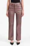 Daze Sun High Waist Coated Straight Leg Jeans In Coated Penny
