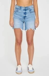 Daze Sun High Waist Cutoff Denim Shorts In Marina Distressed