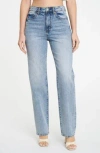 Daze High Rise Utility Crop Straight Leg Jean In Sunkissed Vintage In Blue