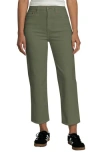 Daze Sun Raw Hem High Waist Crop Straight Leg Carpenter Jeans In Olive