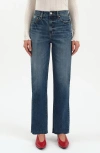 Daze Sun Raw Hem High Waist Crop Straight Leg Jeans In Blue