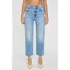 Daze Sun Raw Hem High Waist Crop Straight Leg Jeans In Marina Vintage