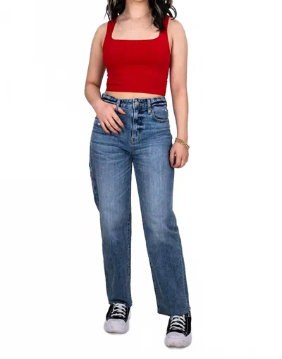 Daze Sun Utility Crop Jeans In Shut Down In Blue
