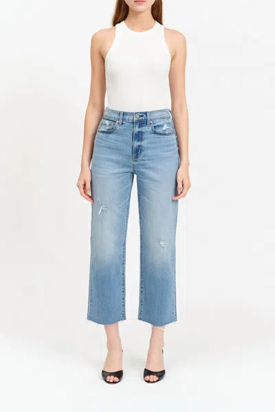 Daze Sun High Rise Straight Crop Jeans In Marina Vintage In Multi