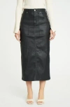 Daze Sweetheart Skirt High Rise Waist Midi Skirt In Coated Asphalt In Coated Asphalt