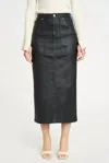 Daze Sweetheart Skirt High Rise Waist Midi Skirt In Coated Asphalt In Multi