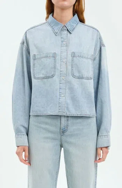 DAZE DAZE THE EDITOR CROP DENIM BUTTON-UP SHIRT