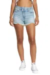 Daze The Knockout High Waist Cutoff Denim Shorts In Multi