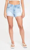 Daze Troublemaker High Waist Distressed Denim Cutoff Shorts In Multi