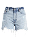 DAZE TROUBLEMAKER DISTRESSED HIGH WAIST DENIM SHORTS