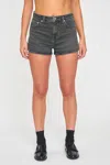 Daze Troublemaker High Waist Distressed Denin Shorts In Multi