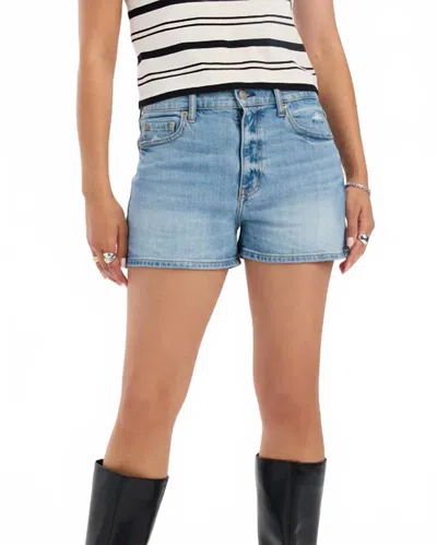 Daze Troublemaker High Rise Shorts In Marina Vintage In Blue