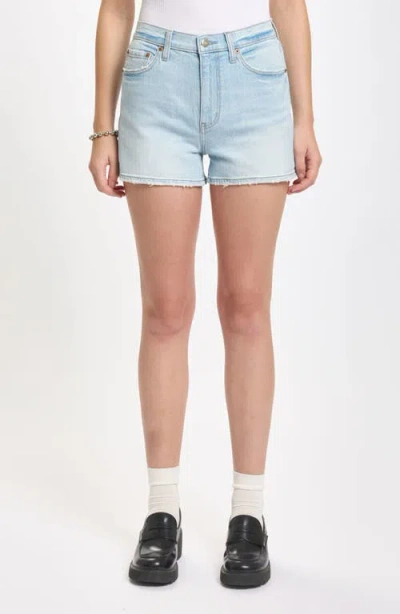 Daze Troublemaker High Waist Denim Shorts In Blue