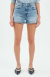 Daze Troublemaker High Waist Denim Shorts In Marina Vintage