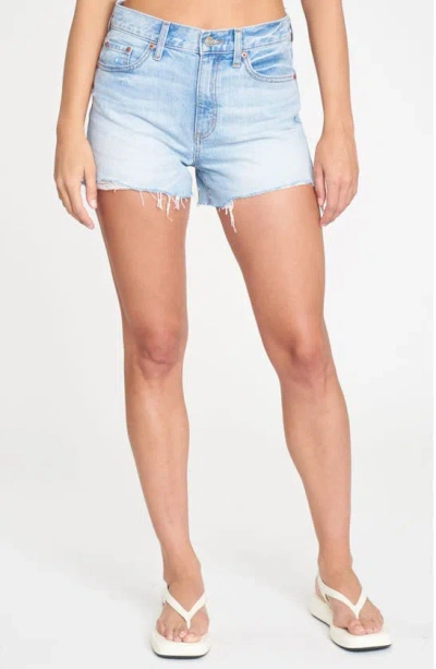 Daze Troublemaker High Waist Distressed Denim Cutoff Shorts In Ice Cream Vintage
