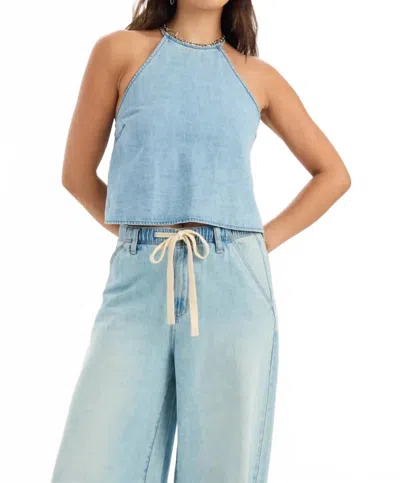 Daze Tulip Halter Top In Coastal Haze In Blue