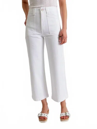 Daze Valley Girl High Rise Crop Wide Leg Jeans In Lamb In White
