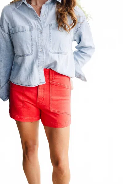 Daze Valley Girl High Rise Shorts In Cherry In Red