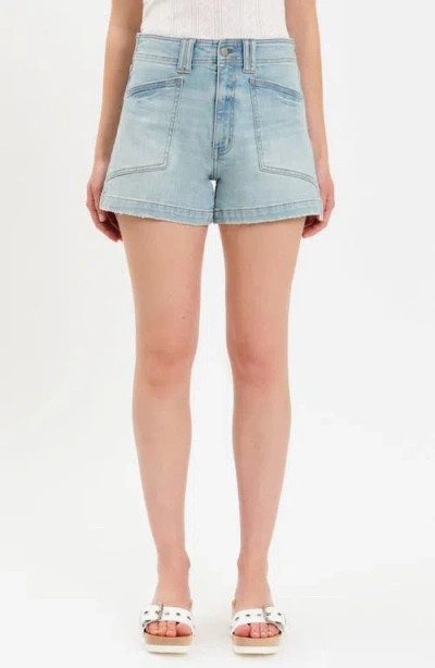 Daze Valley Girl High Waist Denim Shorts In Blue