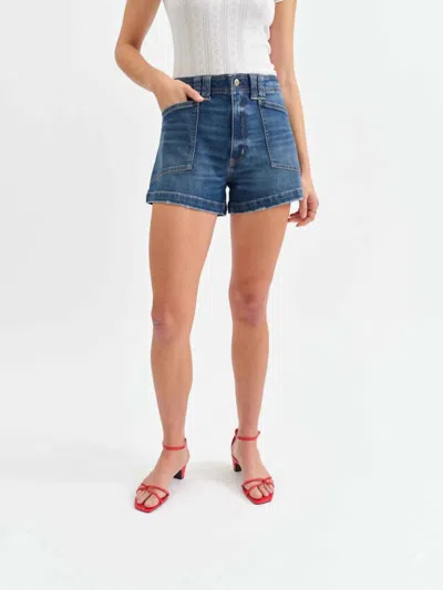 Daze Valley Girl High Waist Shorts In Manhattan In Blue