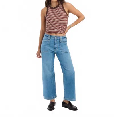 Daze Valley Girl Wide Leg Ankle Jeans In Fave In Blue