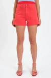 Daze Valley High Waist Denim Shorts In Red