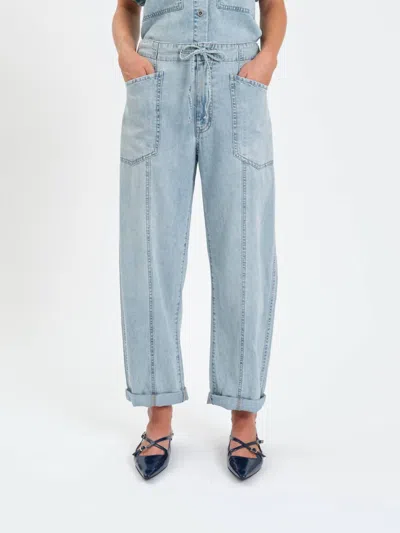 Daze Villa Barrel Leg Pant In Wild Card In Blue