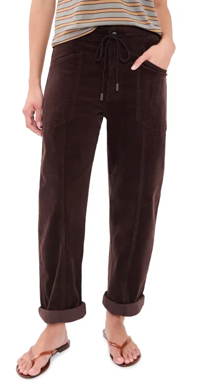 Daze Villa Corduroy Barrel Pants Chocolate In Animal Print