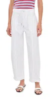 Daze Villa Embroidered Cuffed Drawstring Pants In White
