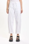 Daze Villa Embroidered Cuffed Drawstring Pants In White