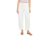 Daze Villa Embroidered Cuffed Drawstring Pants In White