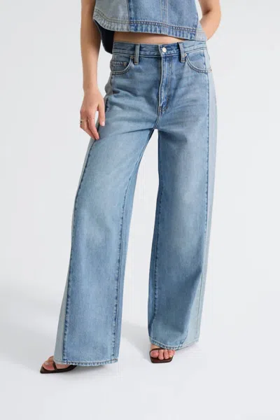 Daze Wanderer Mid Rise Palazzo Jeans In Coasting In Blue