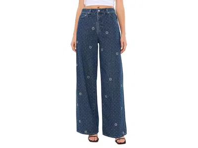 Daze Wanderer Mid-rise Palazzo In Glimmer Women's Clothing Glimmer: 31 32, Cotton/denim In Blue